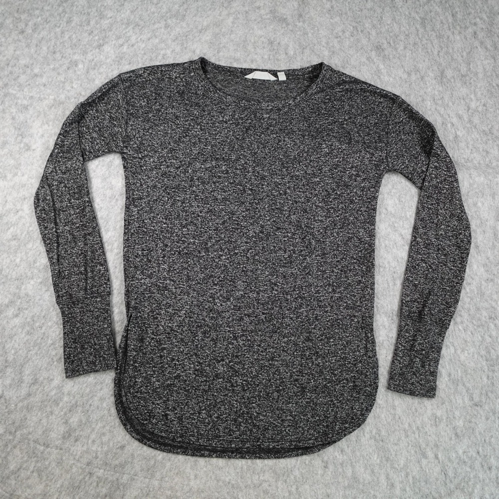 Athleta Top Women Extra Small Gray Heathered Luxe Pose Long Sleeve Knit Pullover